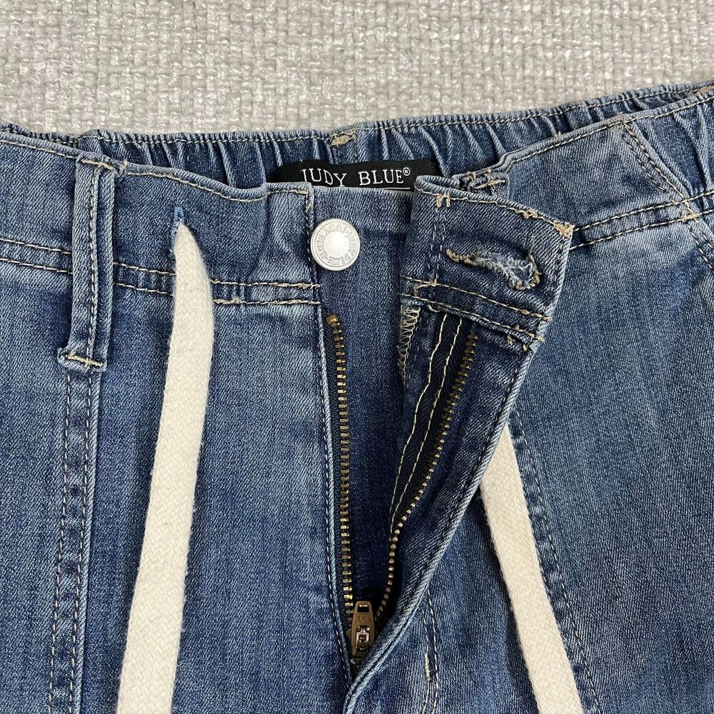 Judy Blue Jeans Womens 7/28 Blue Jogger High Rise Tapered Denim Pants Drawstring - Picture 3 of 12